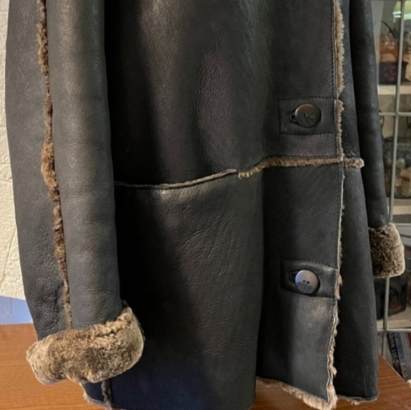Hilary Radley Genuine Sheep Shearling Very Heavy Warm Leather Coat Size 8 - Picture 5 of 12